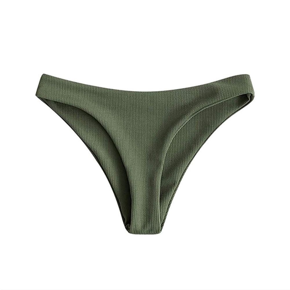 Zaful Bikini Swimsuit Strappy Lace Up Top Ribbed Olive Green Size L (8) - NWT - Picture 5 of 10